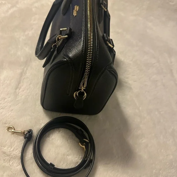 Coach Black Leather Satchel with Gold Accents - Picture 4 of 4